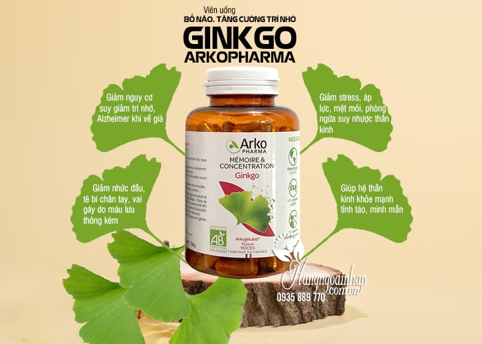 Viên uống bổ não, tăng cường trí nhớ Ginkgo Arkopharma 150v 1