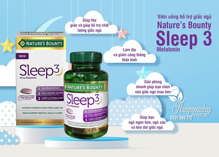 Viên uống hỗ trợ giấc ngủ Nature’s Bounty Sleep 3 Melatonin 120 viên 78