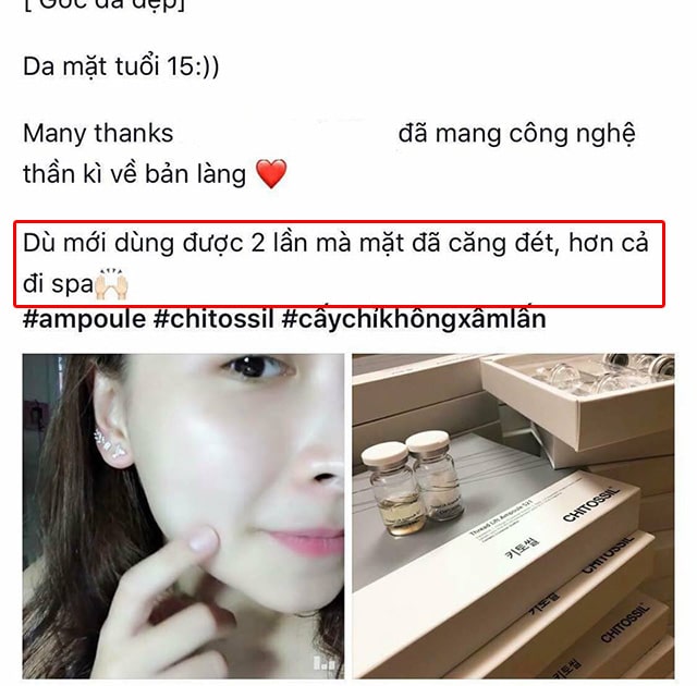 Xem cấy chỉ tơ tằm chitossil review từ một số người dùng trên facebook ảnh 2