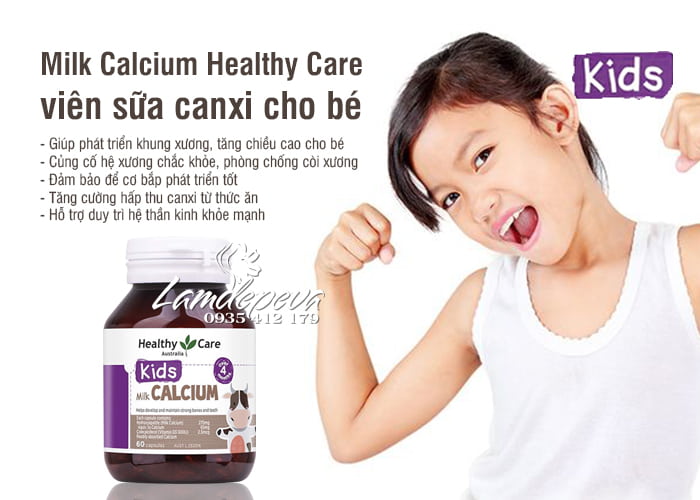 Milk Calcium Healthy Care 60 viên Úc, viên sữa canxi cho bé 7