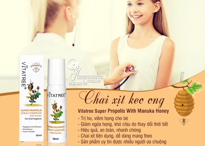 Chai xịt keo ong Vitatree Super Propolis With Manuka Honey 25ml của Úc 5