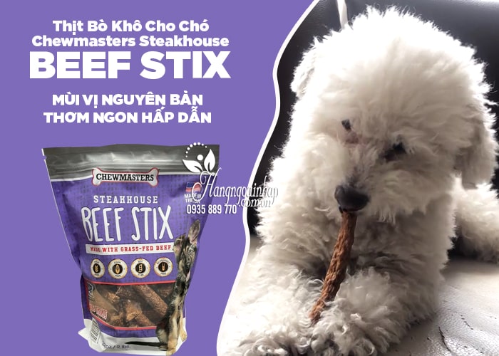 Thịt bò khô cho chó ChewMasters Steakhouse Beef Stix của Mỹ 1