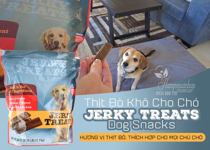 Thịt bò khô cho chó Jerky Treats Dog Snacks 1,7kg của Mỹ 1