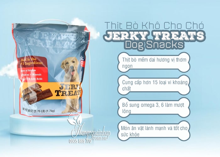 Thịt bò khô cho chó Jerky Treats Dog Snacks 1,7kg của Mỹ 5