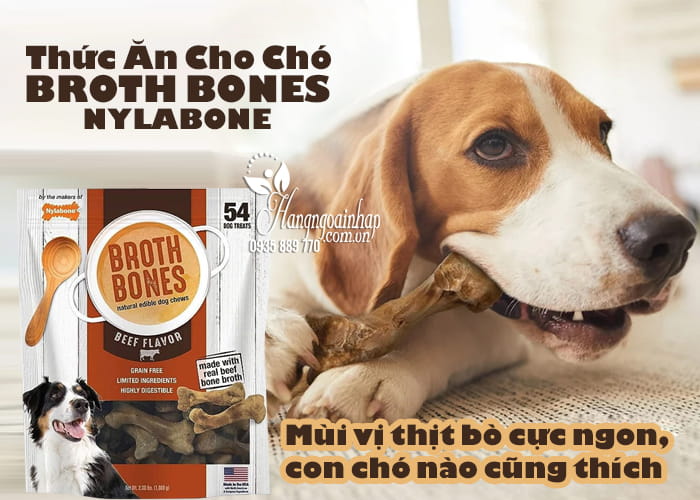 Thức ăn cho chó Broth Bones Nylabone 54 miếng của Mỹ 1
