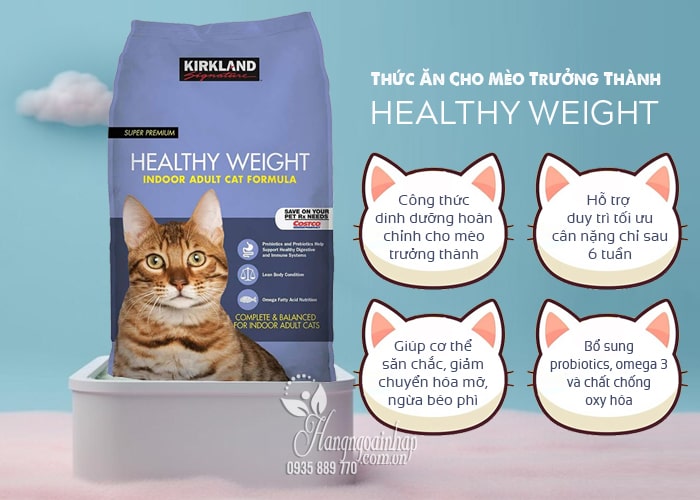 Thức ăn cho mèo trưởng thành Kirkland Healthy Weight của Mỹ 5
