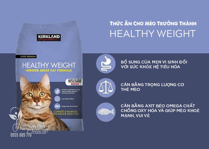 Thức ăn cho mèo trưởng thành Kirkland Healthy Weight của Mỹ 8