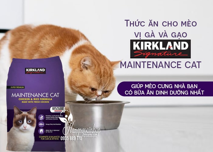 Thức ăn cho mèo vị gà và gạo Kirkland Maintenance Cat của Mỹ 1