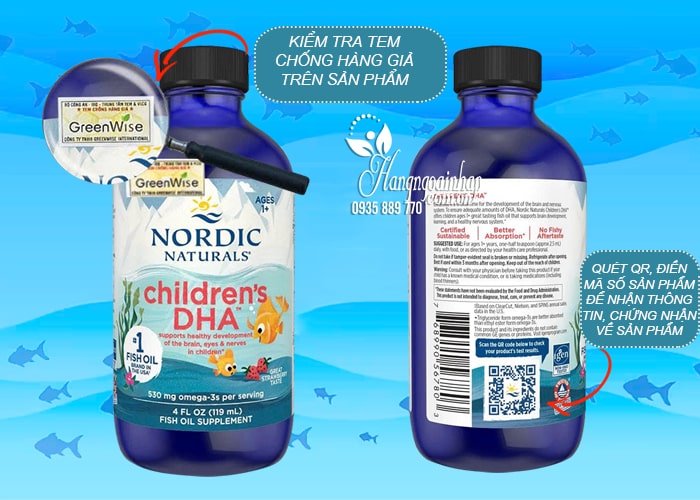Dầu cá Childrens DHA Nordic 530mg Omega 3 của Mỹ 455