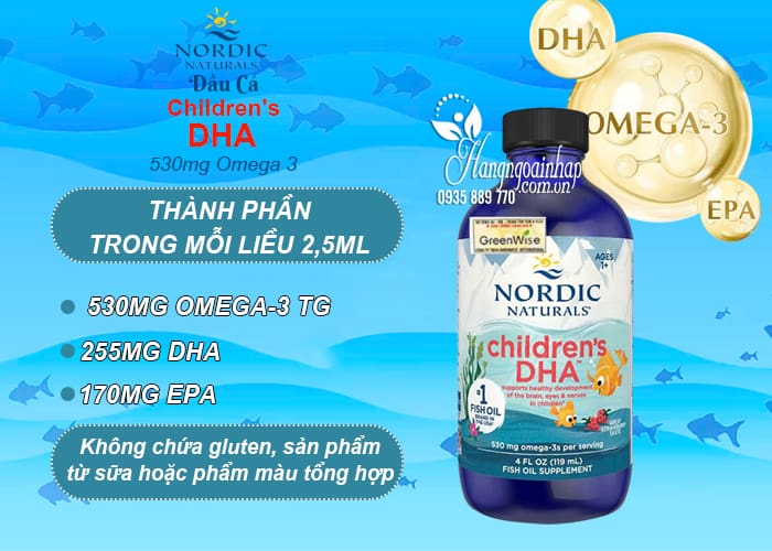 Dầu cá Childrens DHA Nordic 530mg Omega 3 của Mỹ 85
