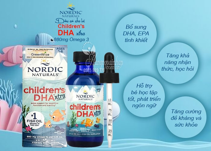 Dầu cá cho bé Children's DHA Xtra Nordic 880mg Omega 3 89