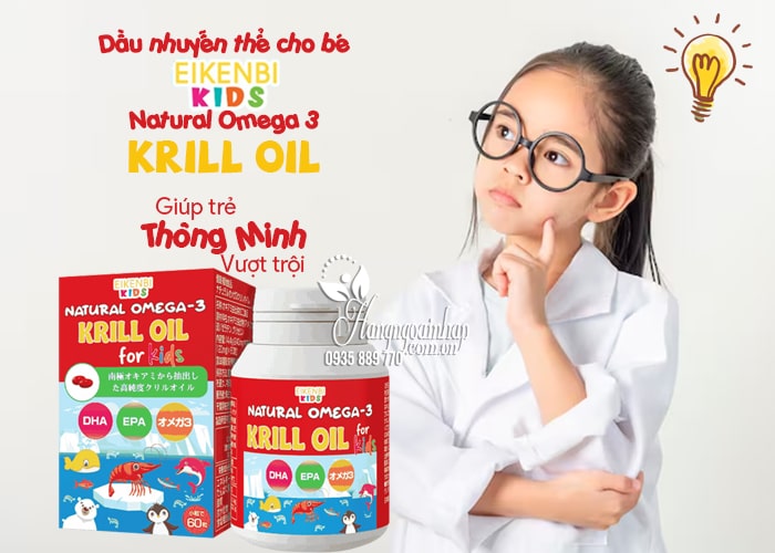 Dầu nhuyễn thể cho bé Eikenbi Kids Natural Omega 3 Krill Oil 12