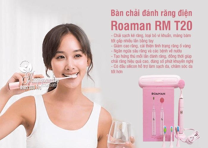 Bàn chải đánh răng điện Roaman RM T20 Nhật Bản màu hồng 5