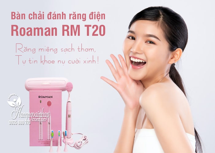 Bàn chải đánh răng điện Roaman RM T20 Nhật Bản màu hồng 1