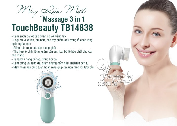 Máy rửa mặt massage 3 in 1 TouchBeauty TB14838 chính hãng  9