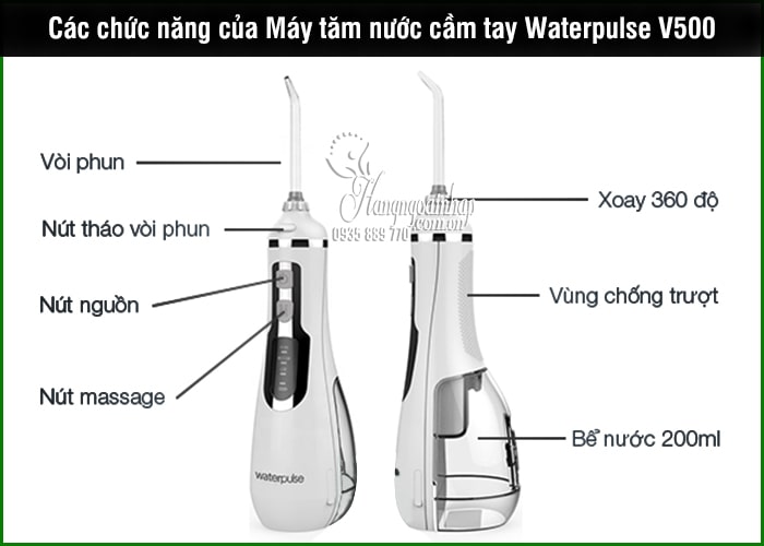 Máy tăm nước cầm tay Waterpulse V500 chính hãng giá tốt 5