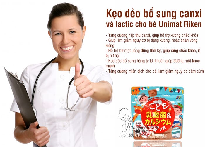 Kẹo bổ sung canxi và lactic cho bé Unimat Riken 90 viên 7