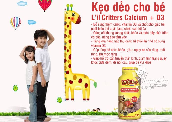 Kẹo dẻo cho bé L’il Critters Calcium + D3 mẫu mới 250 viên 4