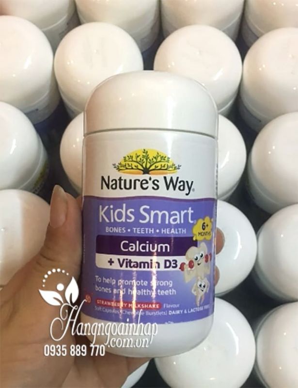 Kẹo dẻo Natures Way Kids Smart Calcium + Vitamin D3 Úc 50v 1