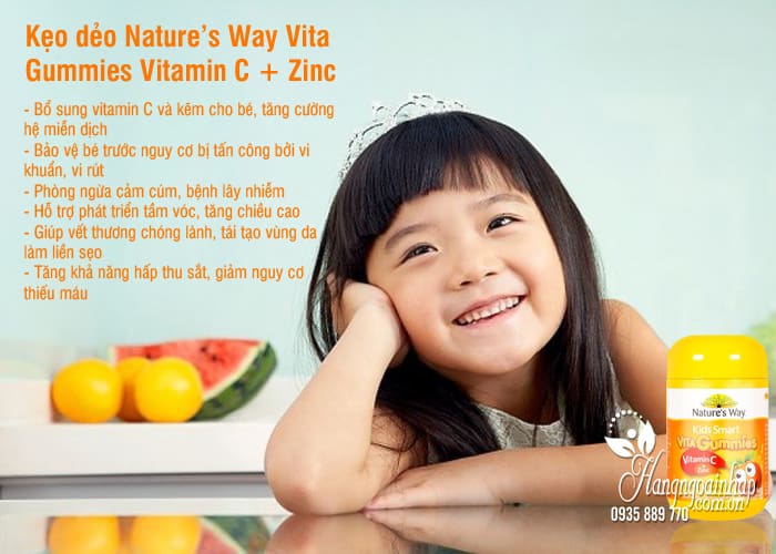 Kẹo dẻo Nature’s Way Vita Gummies Vitamin C + Zinc 60 viên Úc 6