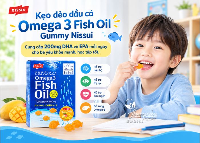 Kẹo dẻo Omega 3 Fish Oil Gummy Nissui 100 viên công dụng