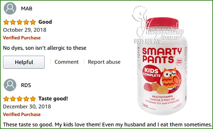 Kẹo dẻo vitamin cho bé Smarty Pants Kids Complete của Mỹ 1