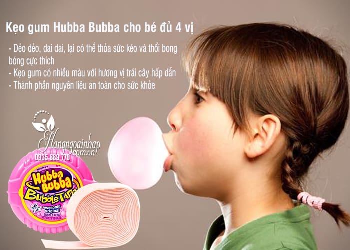 Kẹo gum Hubba Bubba cho bé đủ 4 vị, hàng chính hãng từ Mỹ