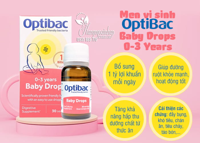 Men vi sinh Optibac Baby Drops 0-3 Years của Anh cho bé 7