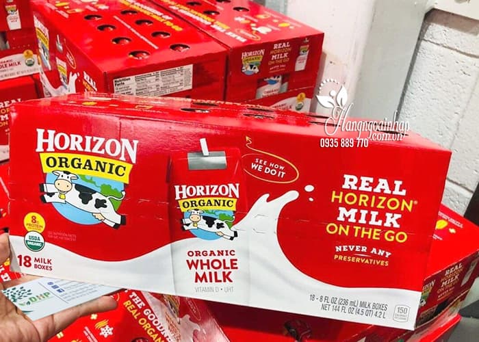 Sữa tươi Horizon Organic Whole Milk của Mỹ thùng 18 hộp 9