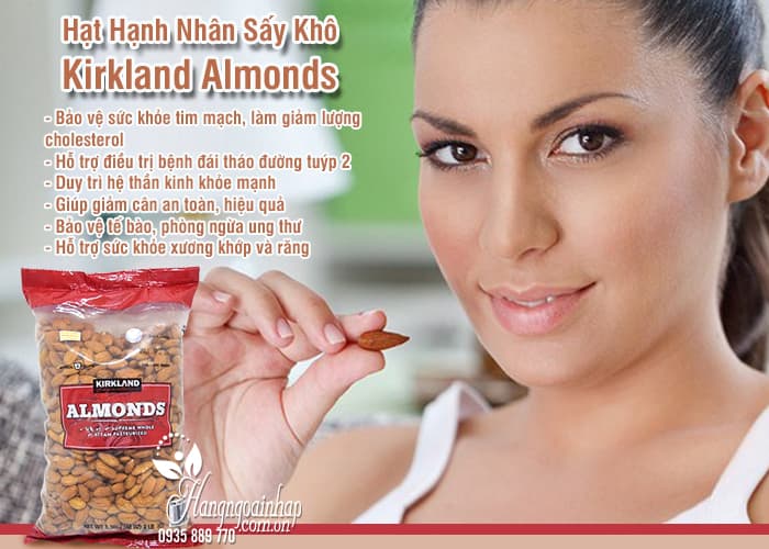 Hạt Hạnh Nhân Sấy Khô Kirkland Almonds Gói 1.36kg 1