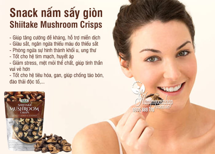 Snack nấm sấy giòn Shiitake Mushroom Crisps 150g Úc 5