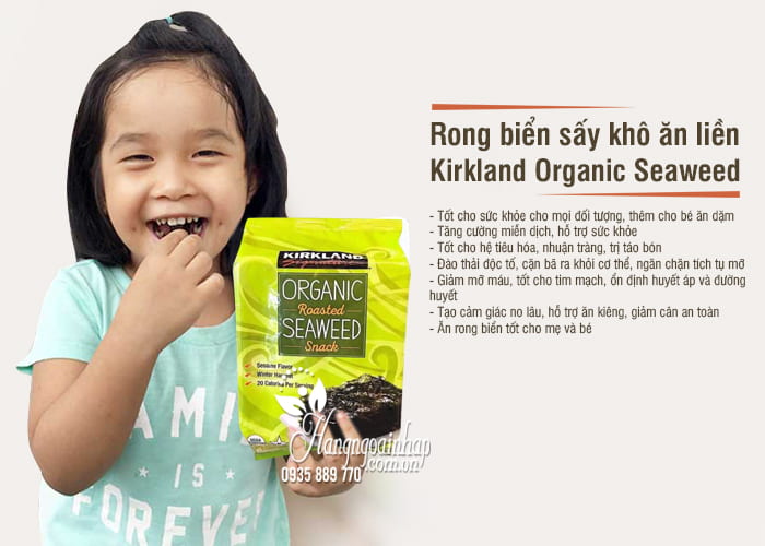 Rong biển sấy khô ăn liền Kirkland Organic Seaweed 17g 2