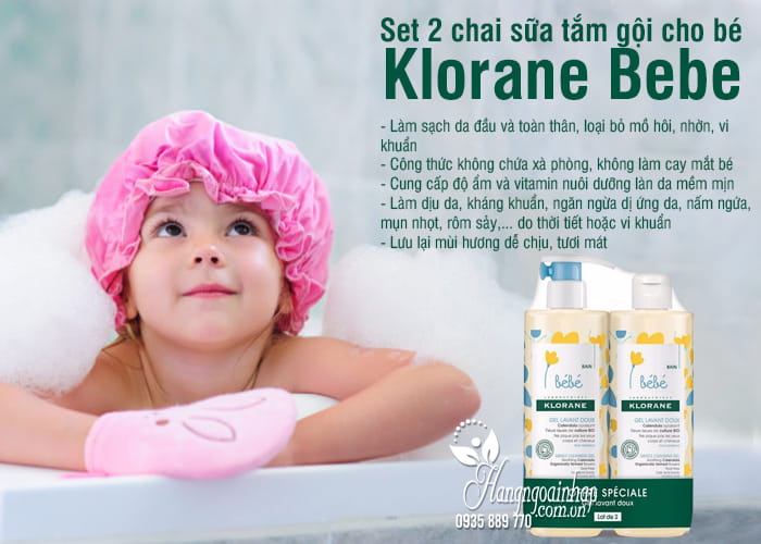 Set 2 chai sữa tắm gội cho bé Klorane Bebe 500ml của Pháp 5