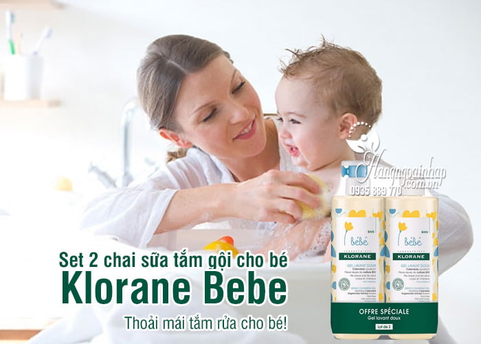 Set 2 chai sữa tắm gội cho bé Klorane Bebe 500ml của Pháp 1