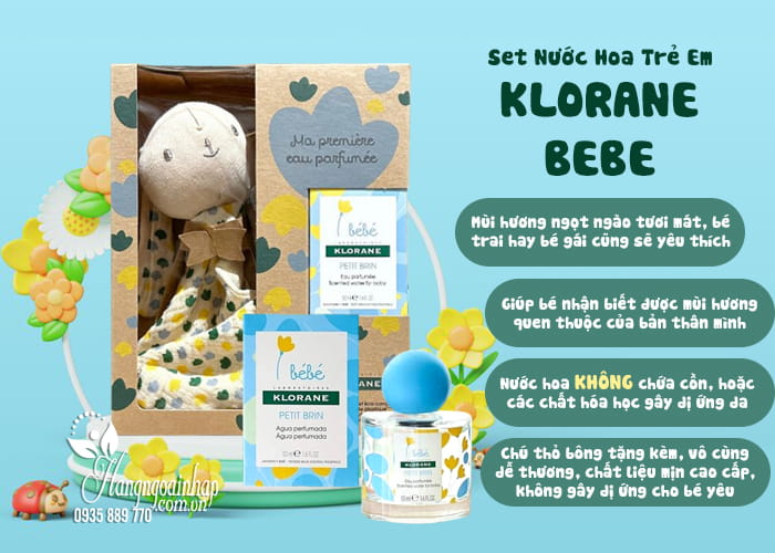 Set nước hoa trẻ em Klorane Bebe 50ml tặng thỏ bông dễ thương 7