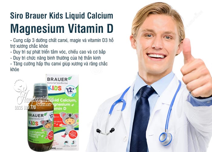 Siro Brauer Kids Liquid Calcium Magnesium Vitamin D 200ml 8