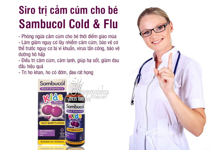 Siro trị cảm cúm cho bé Sambucol Cold & Flu 120ml 3