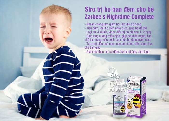 Siro trị ho ban đêm cho bé Zarbee’s Nighttime Complete của Mỹ 5