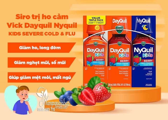 Siro trị ho cảm Vick Dayquil Nyquil Kids Severe Cold & Flu 5