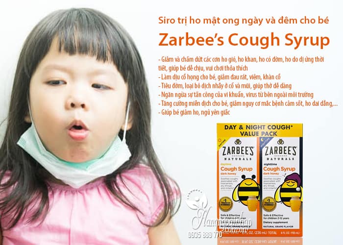 Siro trị ho mật ong Zarbee’s Cough Syrup ngày và đêm cho bé của Mỹ 3