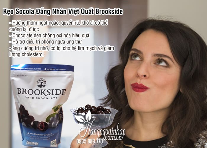 Kẹo Socola Đắng Nhân Việt Quất Brookside của Mỹ 907g 3