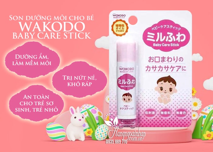 Son dưỡng môi cho bé Wakodo Baby Care Stick 5g Nhật Bản 34