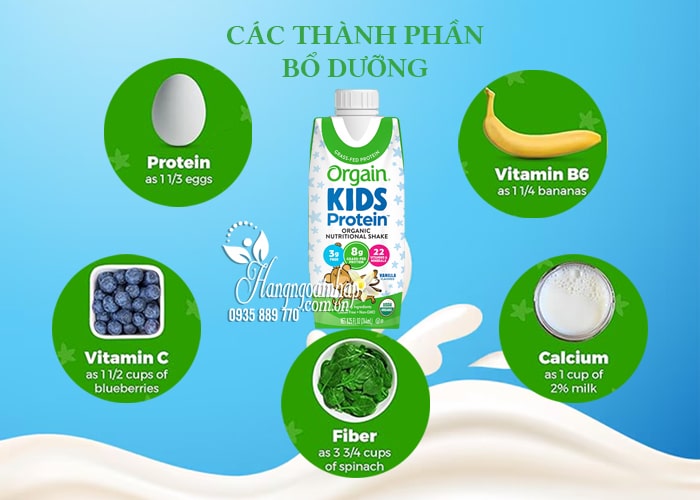 Sữa hữu cơ Orgain Kids Protein Vanilla của Mỹ 244ml x 12 hộp 34