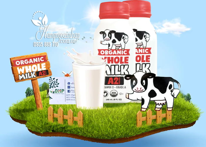 Sữa tươi A2 Organic Whole Milk thùng 18 chai x 240ml Mỹ 1