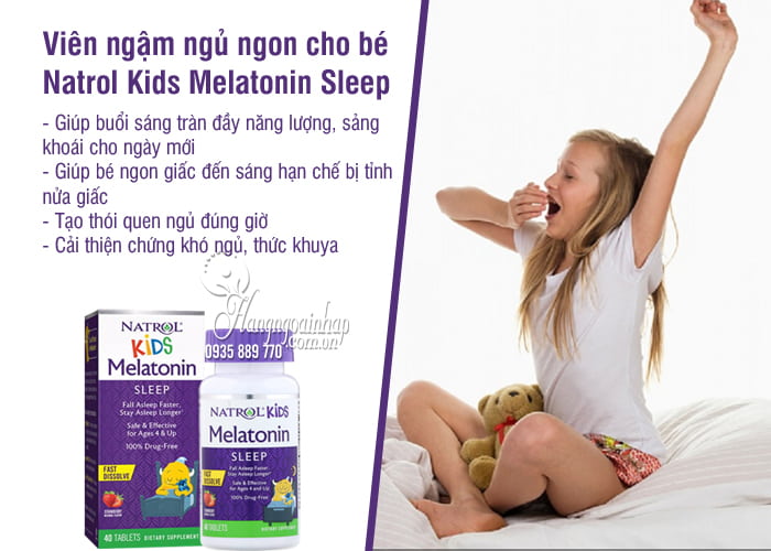 Viên ngậm ngủ ngon cho bé Natrol Kids Melatonin Sleep  2