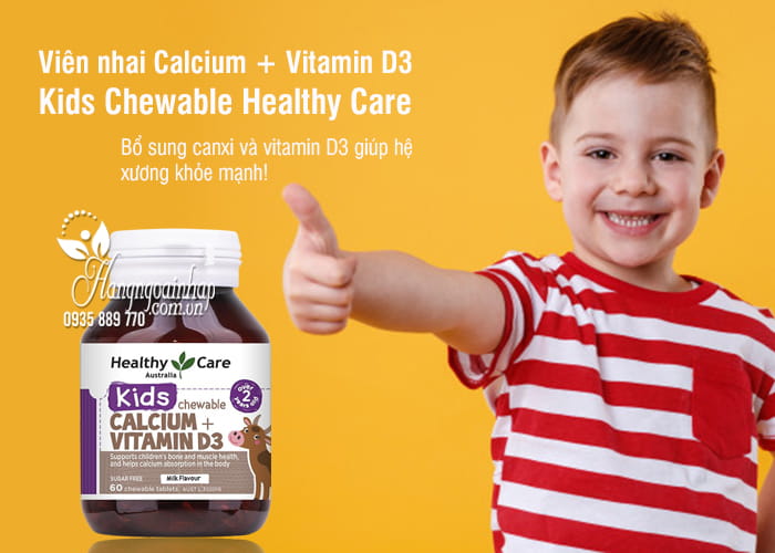 Viên nhai Calcium + Vitamin D3 Kids Chewable Healthy Care 1