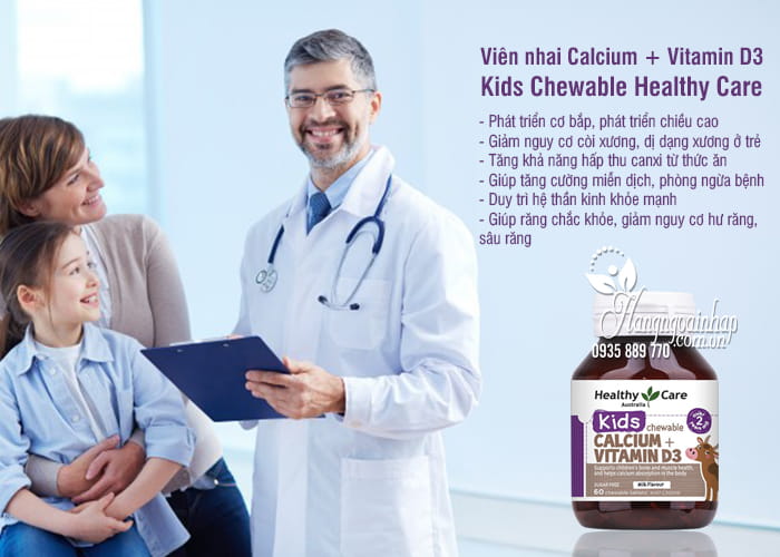 Viên nhai Calcium + Vitamin D3 Kids Chewable Healthy Care 5