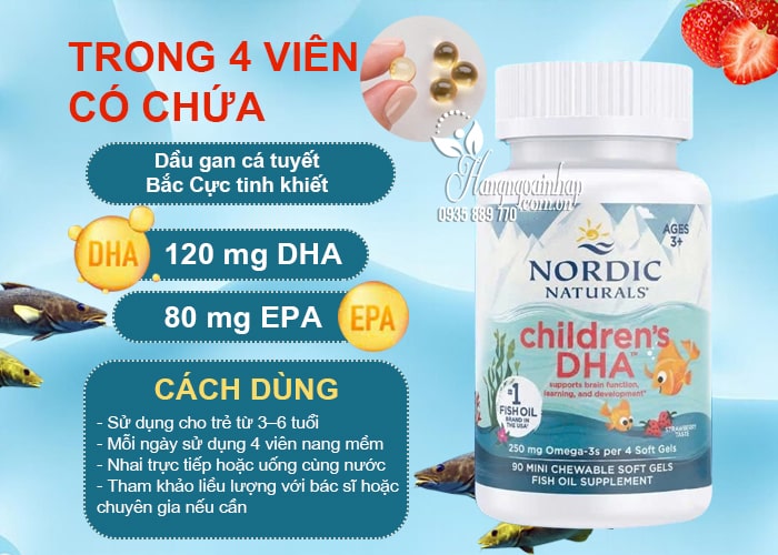 Viên nhai Nordic Naturals Childrens DHA 90 viên của Mỹ 7