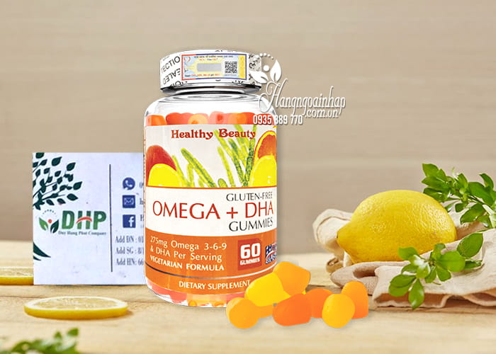 Viên nhai Omega + DHA Gummies Healthy Beauty 60 viên Mỹ 7