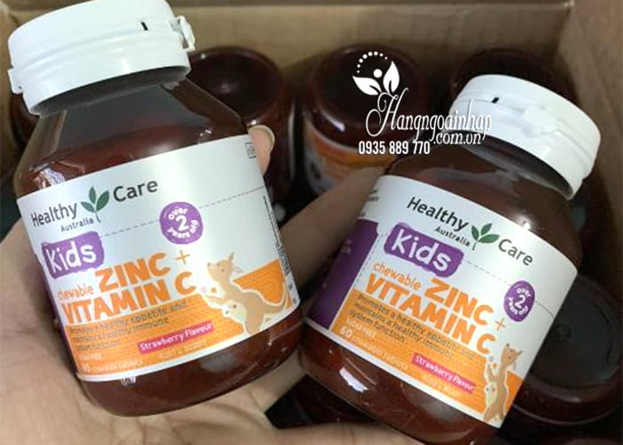 Viên nhai tăng sức đề kháng Healthy Care Zinc + Vitamin C 60 9